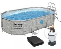 Каркасний басейн Bestway 56946 (488х305х107 см) з пісочним фільтром, драбиною та захисним тентом